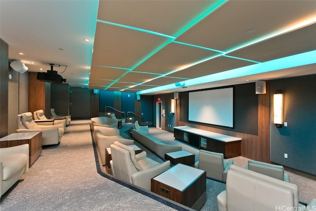 view of carpeted home theater room