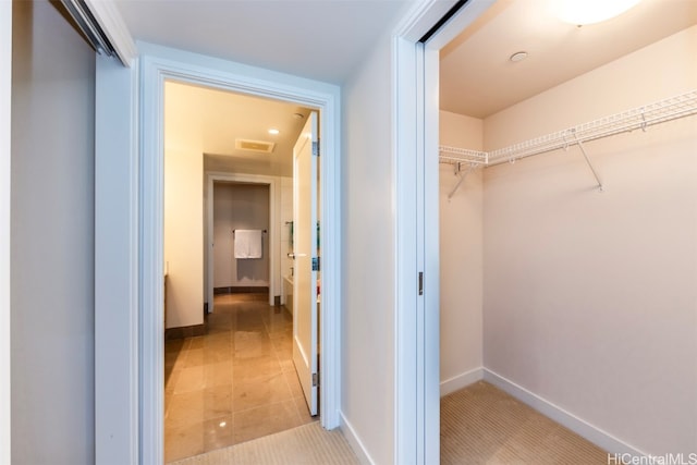 interior space featuring light tile patterned floors