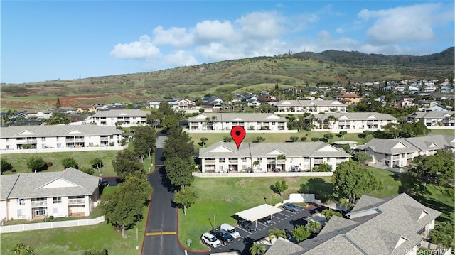 aerial view featuring a mountain view