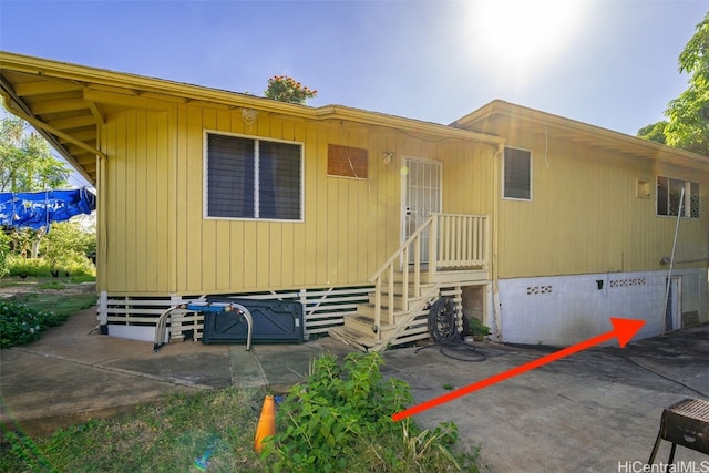 manufactured / mobile home with a patio