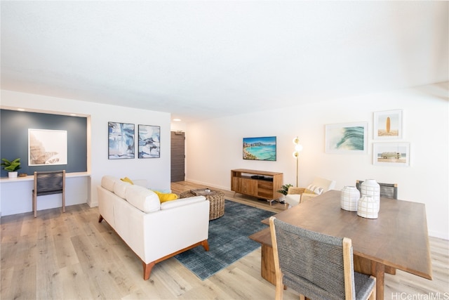 living room with light hardwood / wood-style floors