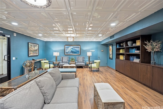 living room featuring light hardwood / wood-style flooring