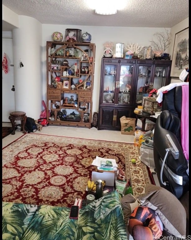 miscellaneous room featuring a textured ceiling