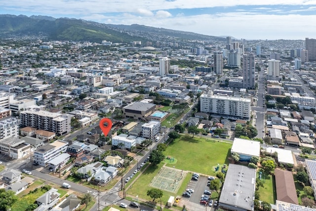 bird's eye view featuring a mountain view