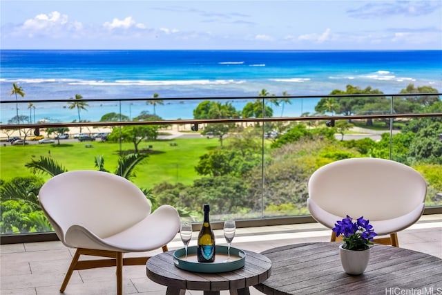 balcony with a water view