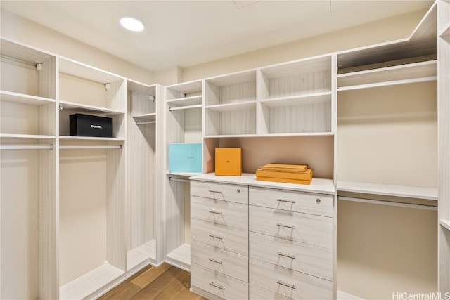 spacious closet featuring hardwood / wood-style flooring