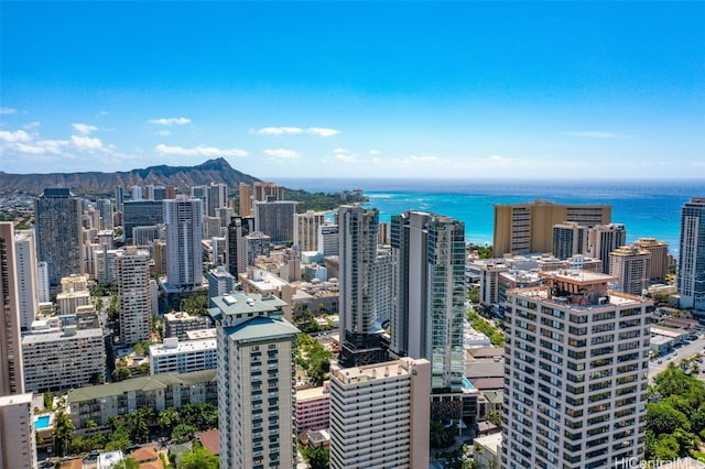 view of city with a water and mountain view