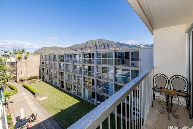 balcony with a mountain view