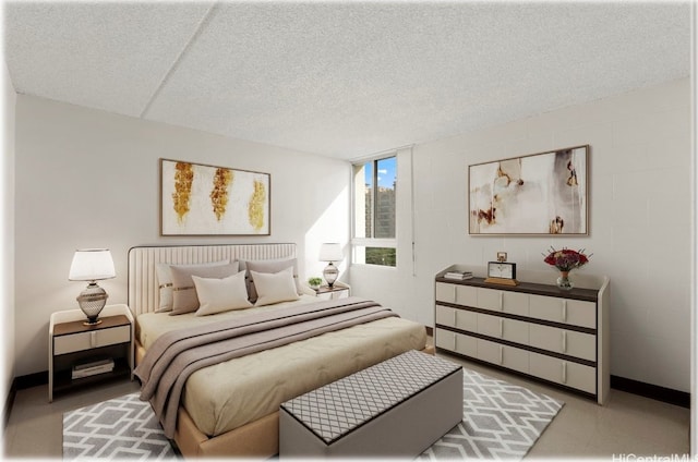 bedroom featuring a textured ceiling