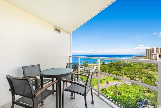 balcony with a water view