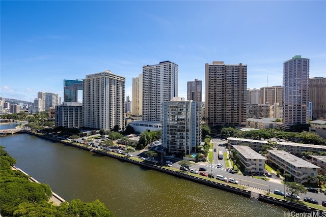 city view with a water view