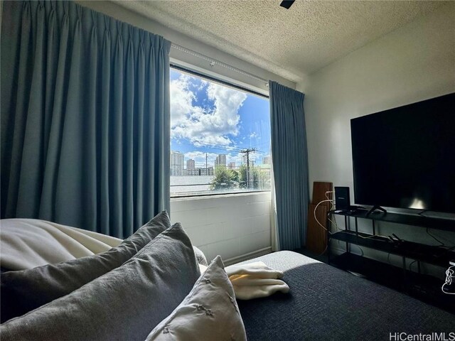 bedroom with a textured ceiling