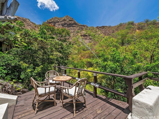 deck featuring a mountain view