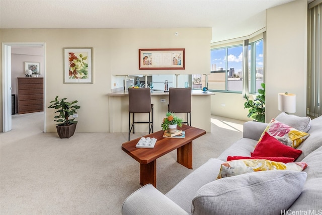 living room with light carpet