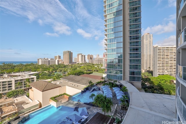 view of swimming pool featuring a patio