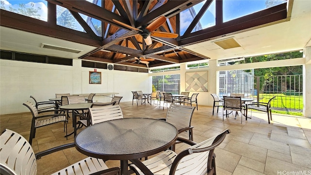 view of patio / terrace featuring ceiling fan