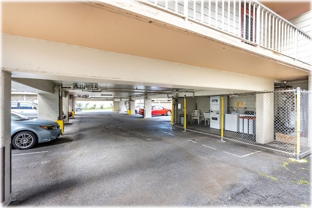 garage with a carport