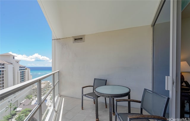 balcony with a water view