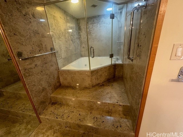 bathroom with plus walk in shower