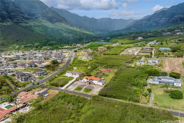 drone / aerial view with a mountain view