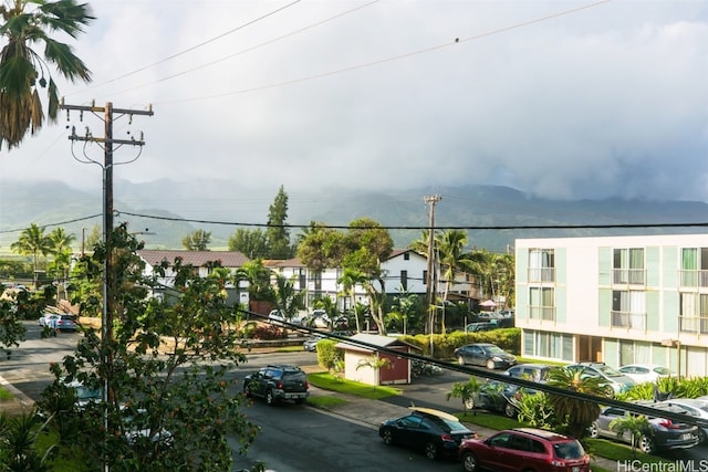 exterior space featuring a mountain view