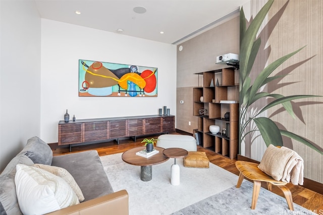 living room with wood-type flooring