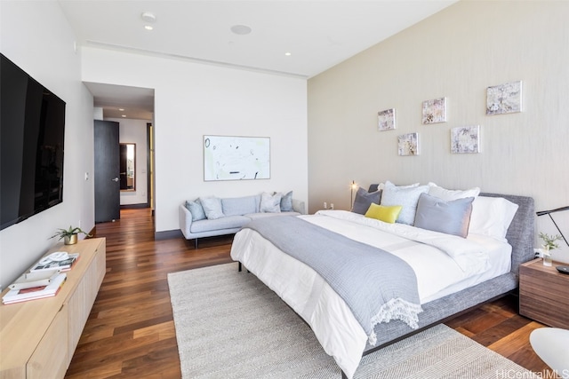 bedroom featuring dark hardwood / wood-style floors