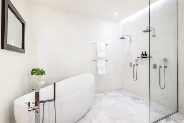 bathroom with independent shower and bath