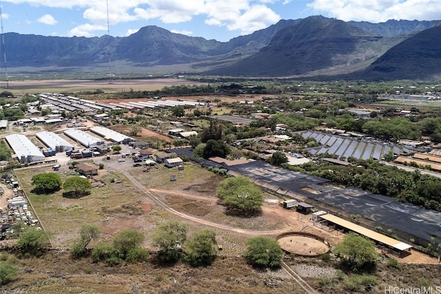 bird's eye view with a mountain view