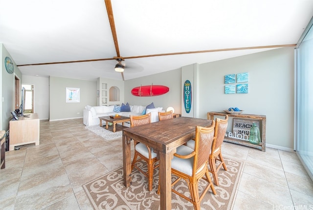 dining room with ceiling fan