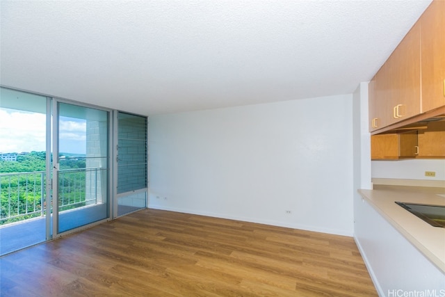 interior space featuring light hardwood / wood-style floors and a textured ceiling