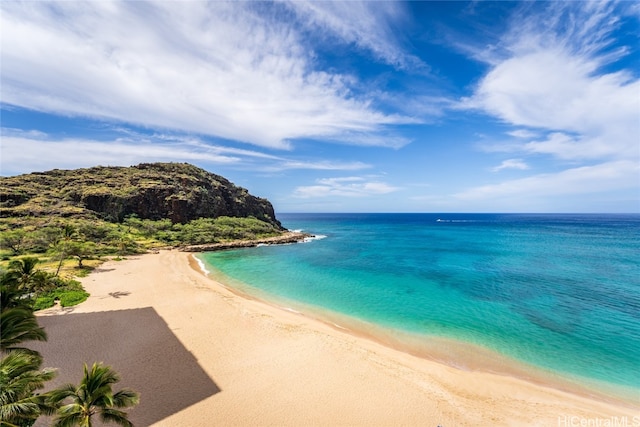 property view of water featuring a view of the beach