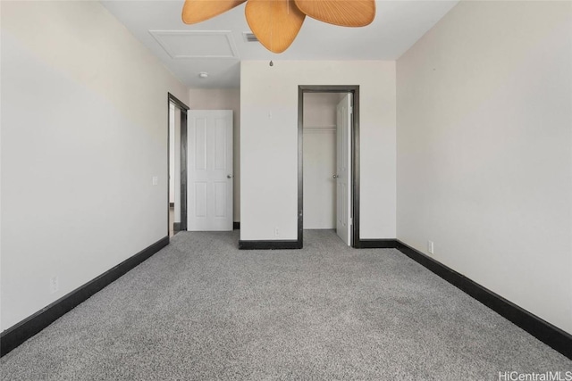 unfurnished bedroom featuring a closet and ceiling fan