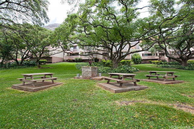 view of property's community featuring a lawn