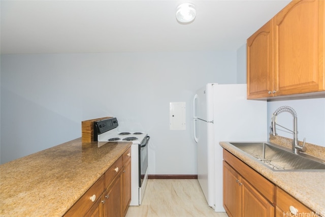 kitchen with sink and white appliances