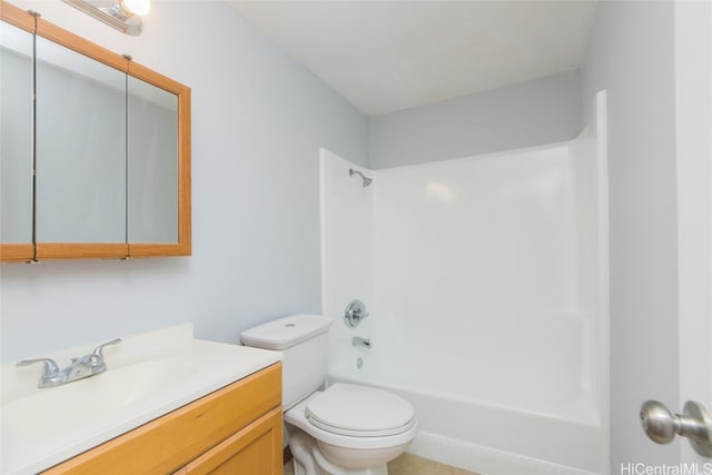 full bathroom featuring vanity, toilet, and shower / bathtub combination