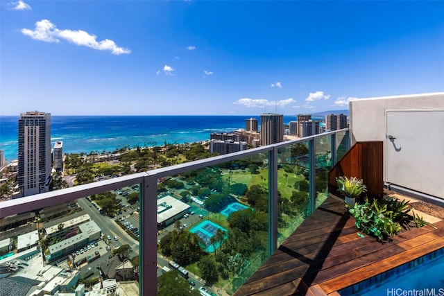 balcony with a water view