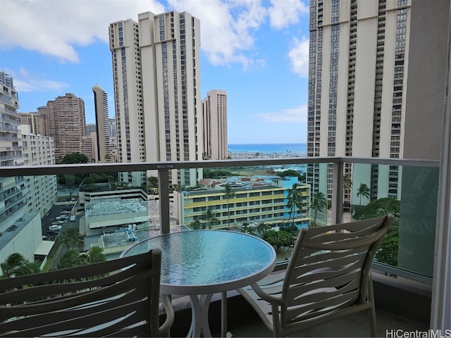 balcony with a water view