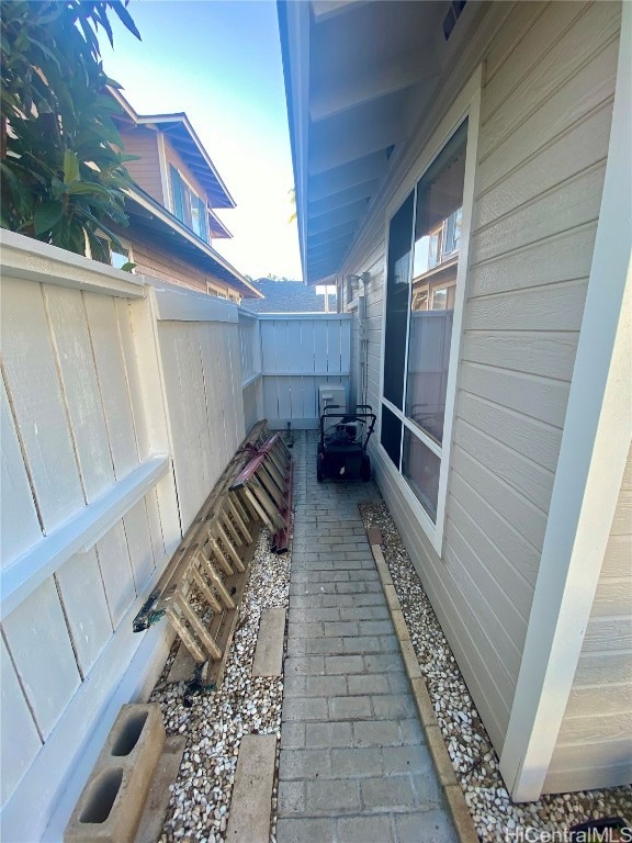 view of side of property with sink