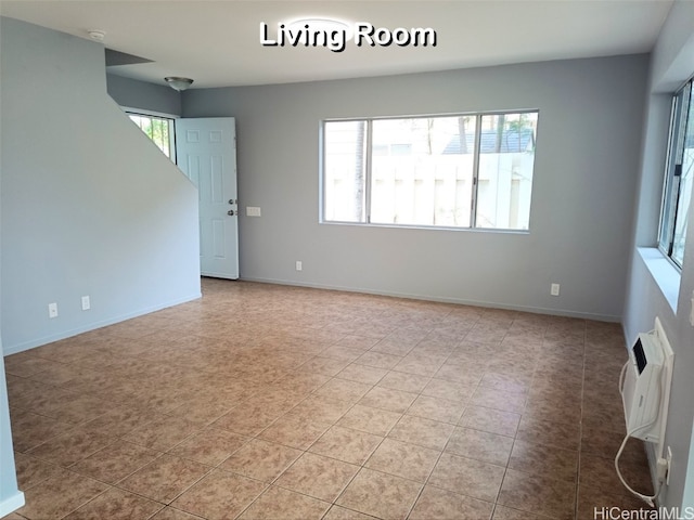 empty room with an AC wall unit