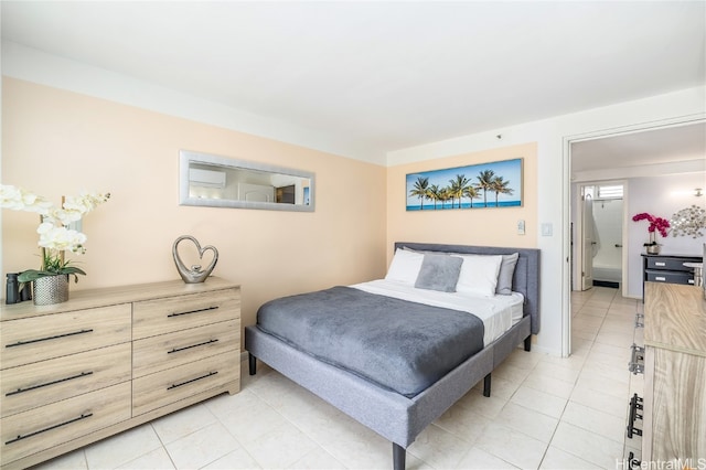 bedroom with light tile patterned flooring