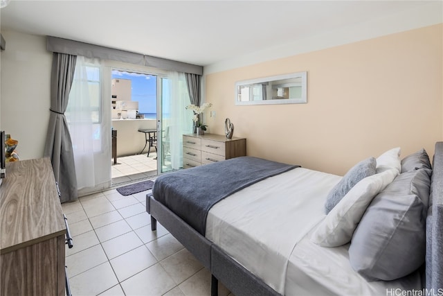 bedroom featuring light tile patterned flooring