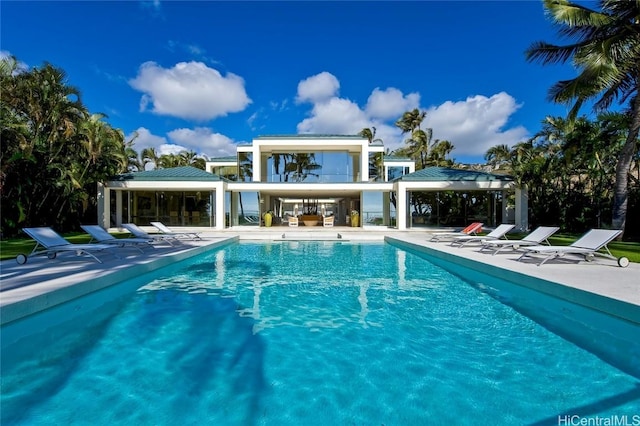 view of swimming pool featuring a gazebo and a patio