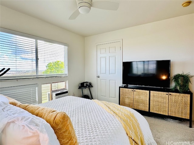 bedroom featuring carpet and ceiling fan