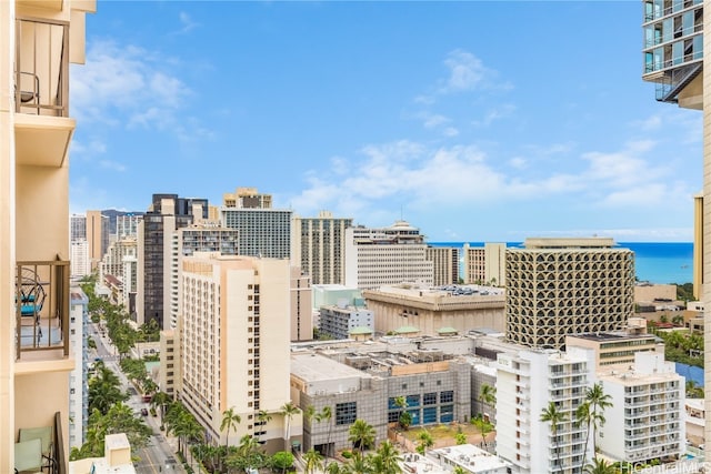 view of city with a water view