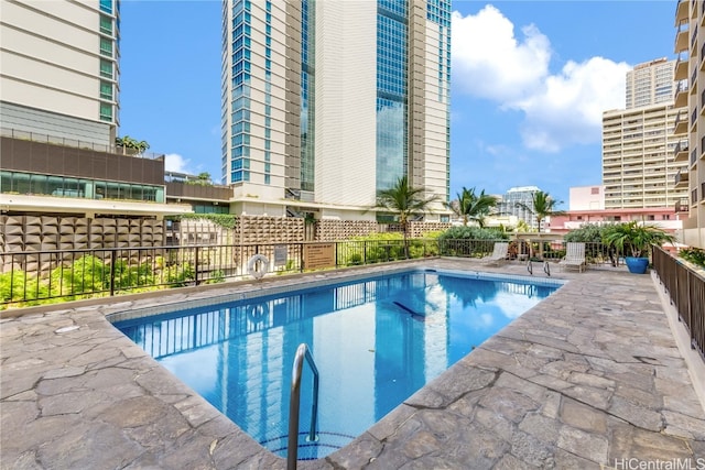 view of pool featuring a patio