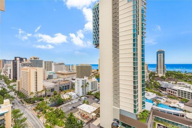 property's view of city with a water view