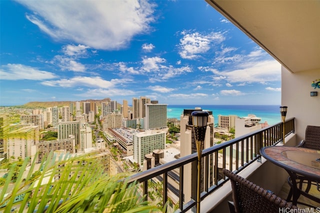 balcony with a water view