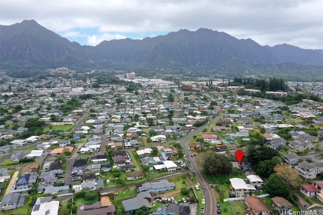 aerial view with a mountain view