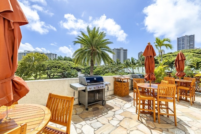 view of patio with area for grilling